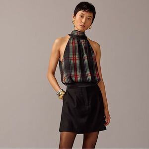 J Crew Halter Top with Neck Tie in Stewart Tartan Chiffon Blend NWT
